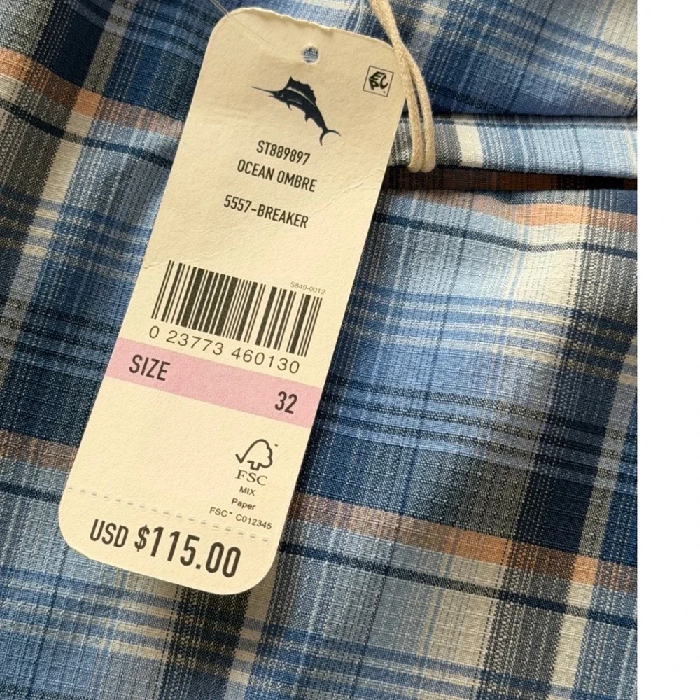NWT Tommy Bahama Ocean Ombre Shorts Men's 32 Island Zone Golf Blue Plaid 10